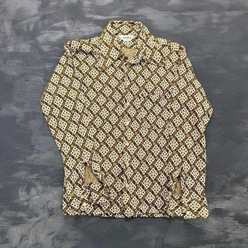 Vintage Enrico Button Up Shirt Mens Medium Yellow 1970s California
